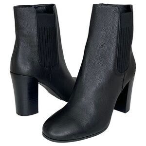 Kenneth Cole NY Justin Black Leather Womens Heeled Ankle Boots Size 9.5M
